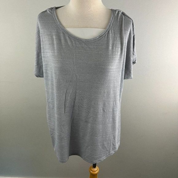 🌿4/$30🌿 ACX Grey Peek-A-Boo Back Scoop Neck Tee (L) - Picture 2 of 8
